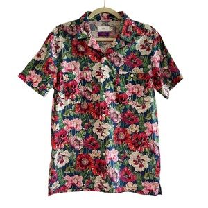 Onia Liberty Poppy Floral Linen Cotton Camp Collar Short Sleeve Shirt Size S